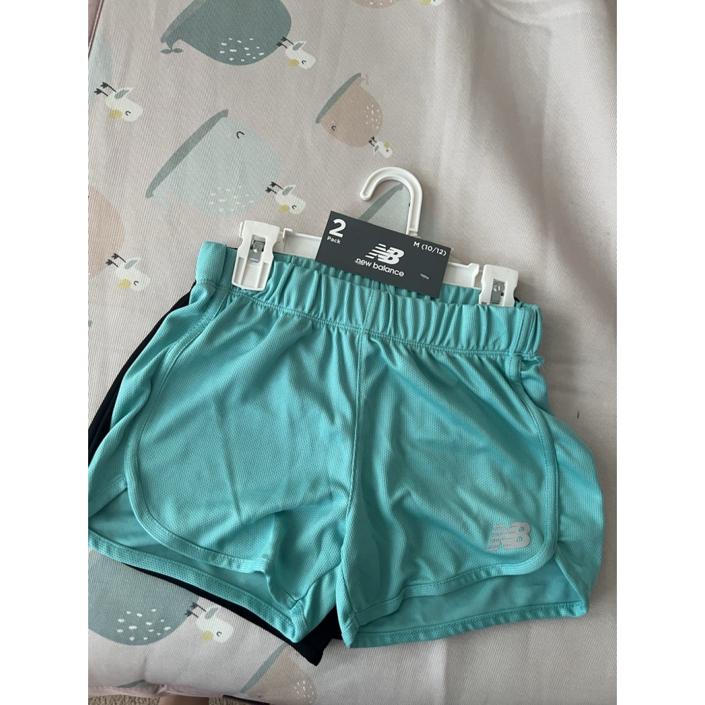 2 Pack New Balance Girls Shorts Green&black